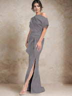 Trumpet/Mermaid One-Shoulder Mother of the Bride Dresses with Split Side by Dreamylily