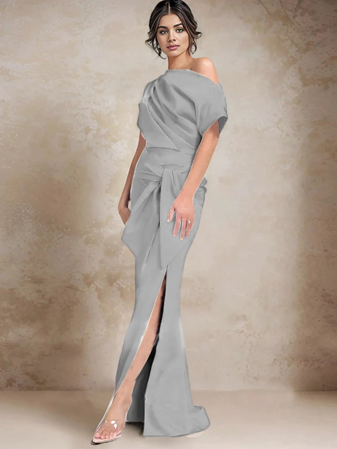 Trumpet/Mermaid One-Shoulder Mother of the Bride Dresses with Split Side by Dreamylily