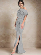 Trumpet/Mermaid One-Shoulder Mother of the Bride Dresses with Split Side by Dreamylily