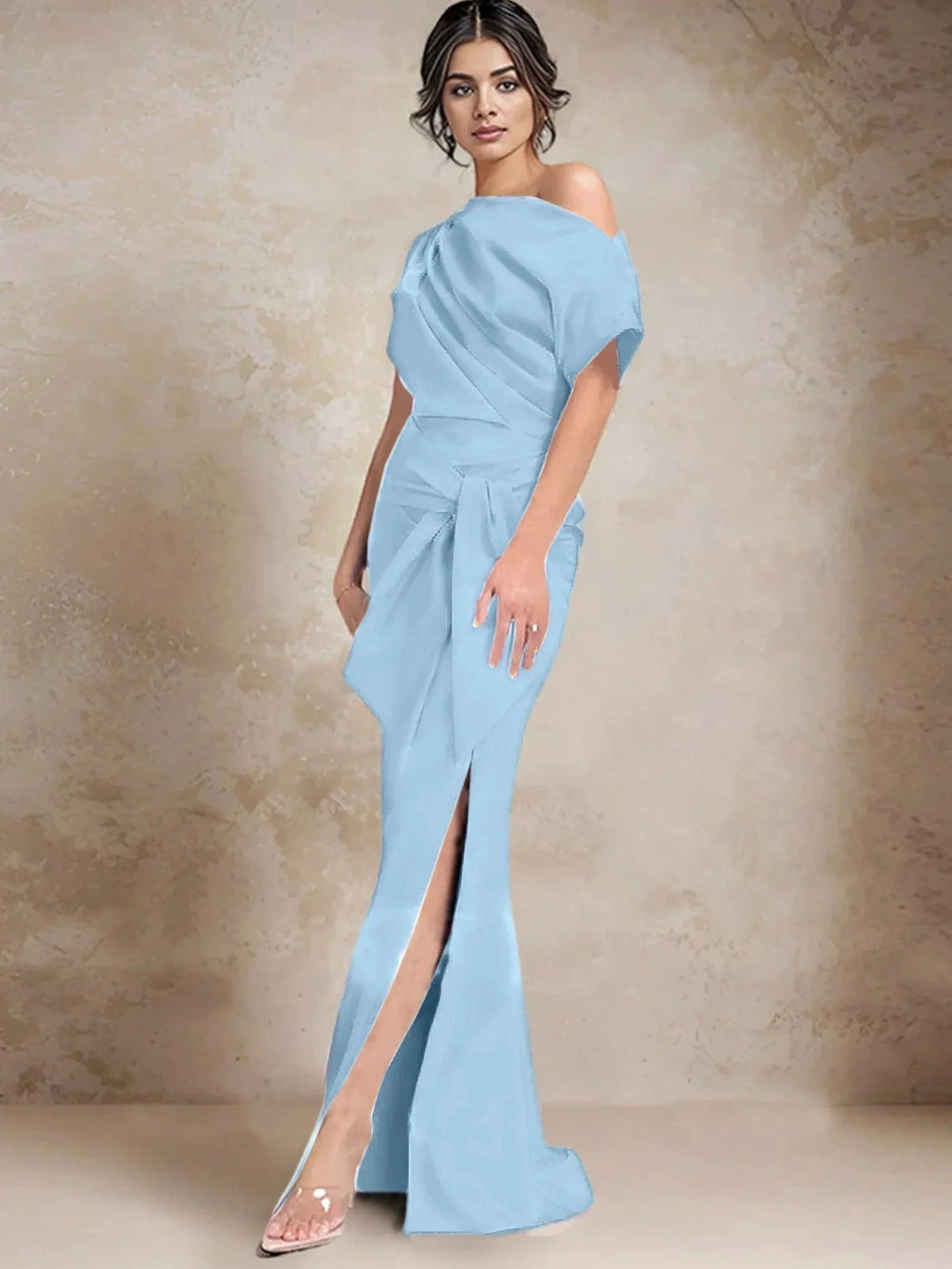 Trumpet/Mermaid One-Shoulder Mother of the Bride Dresses with Split Side by Dreamylily