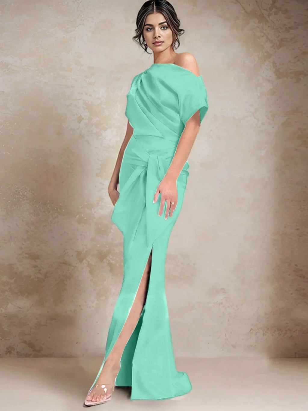 Trumpet/Mermaid One-Shoulder Mother of the Bride Dresses with Split Side by Dreamylily