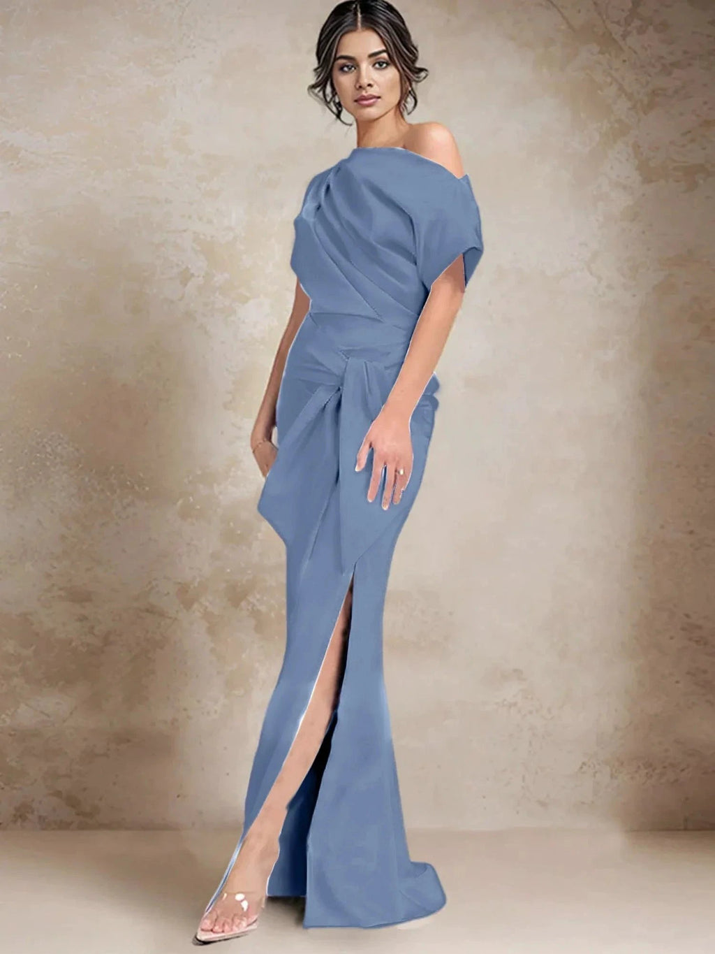 Trumpet/Mermaid One-Shoulder Mother of the Bride Dresses with Split Side by Dreamylily