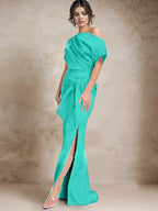 Trumpet/Mermaid One-Shoulder Mother of the Bride Dresses with Split Side by Dreamylily