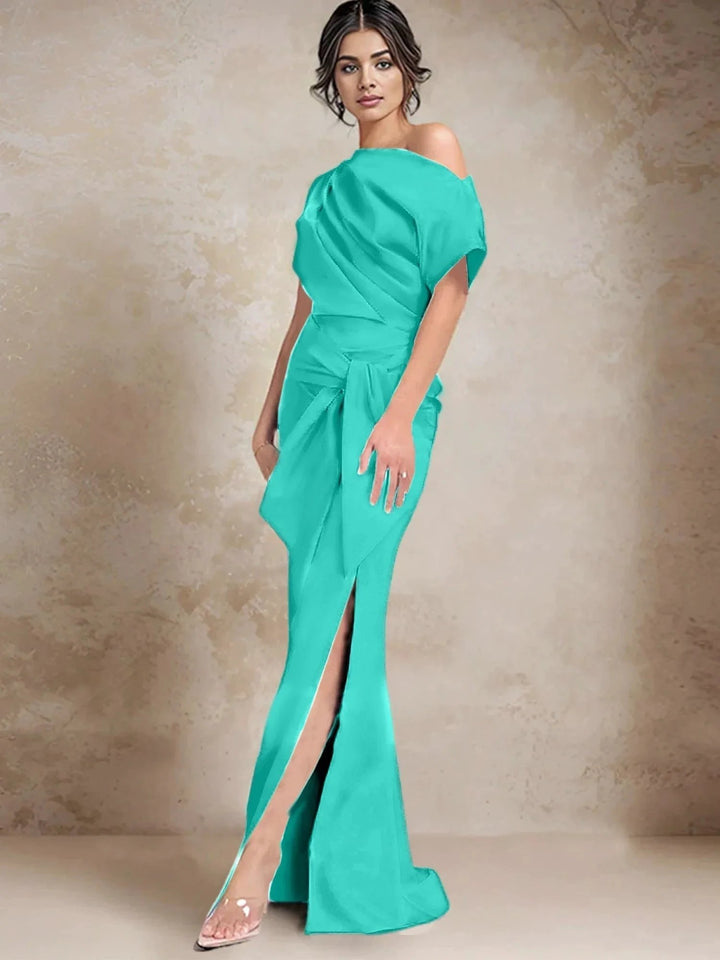 Trumpet/Mermaid One-Shoulder Mother of the Bride Dresses with Split Side by Dreamylily