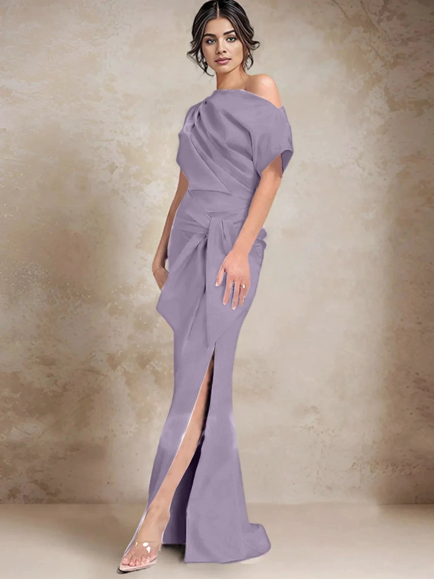 Trumpet/Mermaid One-Shoulder Mother of the Bride Dresses with Split Side by Dreamylily