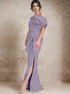 Trumpet/Mermaid One-Shoulder Mother of the Bride Dresses with Split Side by Dreamylily