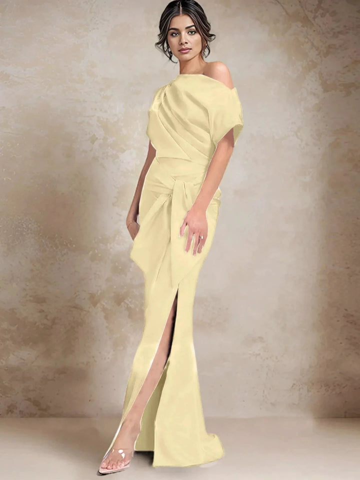 Trumpet/Mermaid One-Shoulder Mother of the Bride Dresses with Split Side by Dreamylily