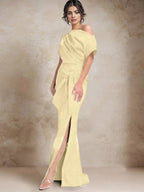 Trumpet/Mermaid One-Shoulder Mother of the Bride Dresses with Split Side by Dreamylily