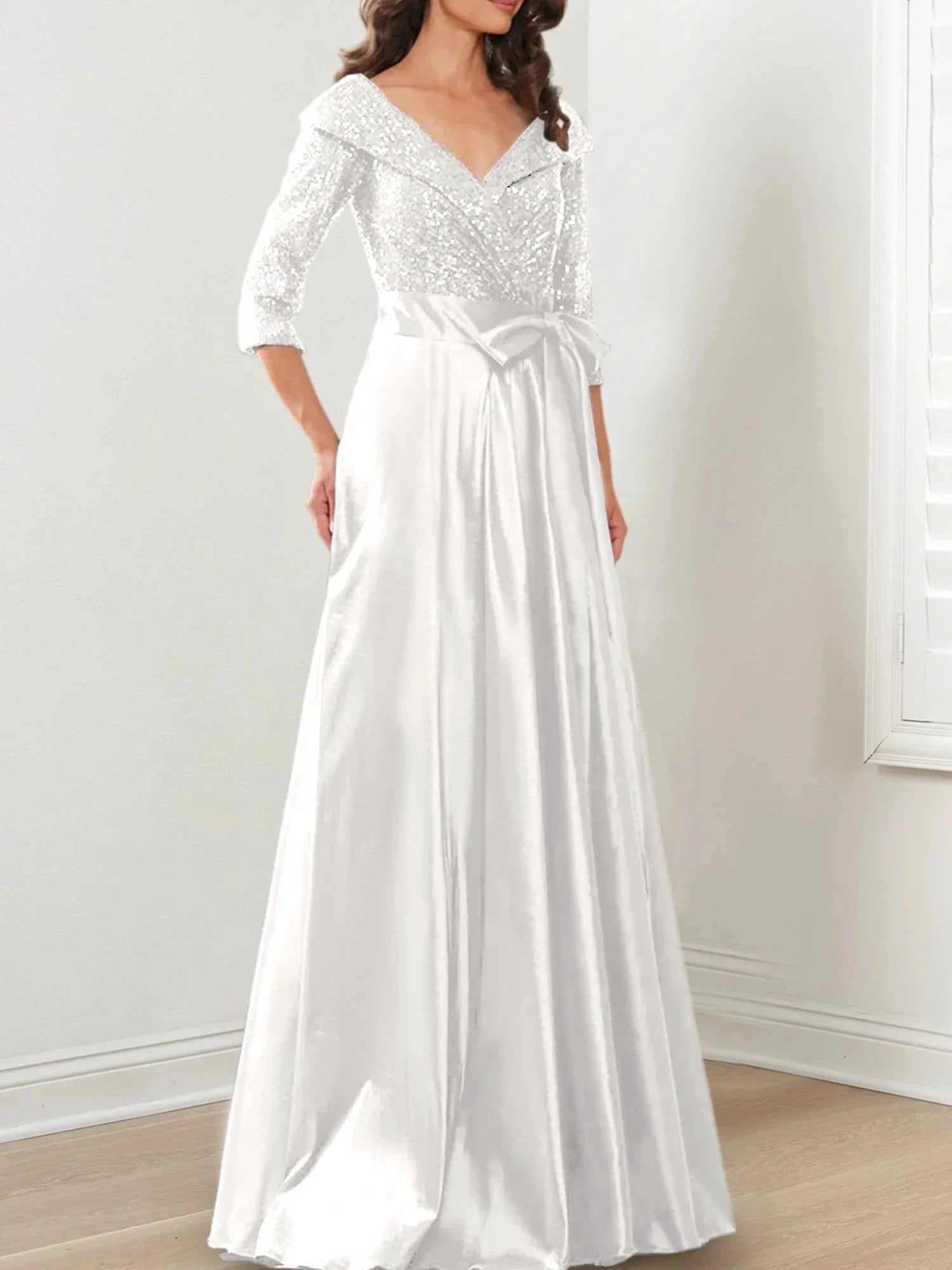 A-Line/Princess V-Neck Floor-Length Mother of the Bride Dresses by Dreamylily