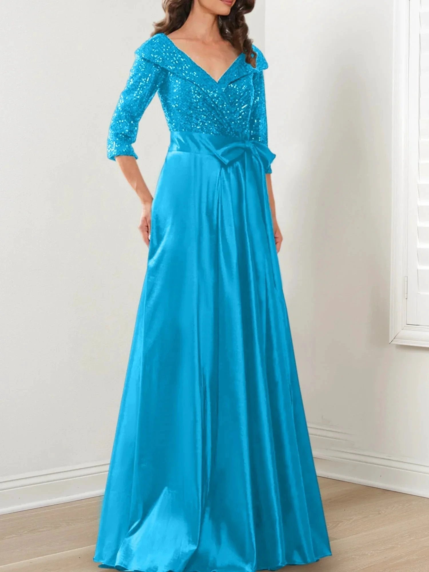 A-Line/Princess V-Neck Floor-Length Mother of the Bride Dresses by Dreamylily