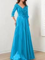 A-Line/Princess V-Neck Floor-Length Mother of the Bride Dresses by Dreamylily