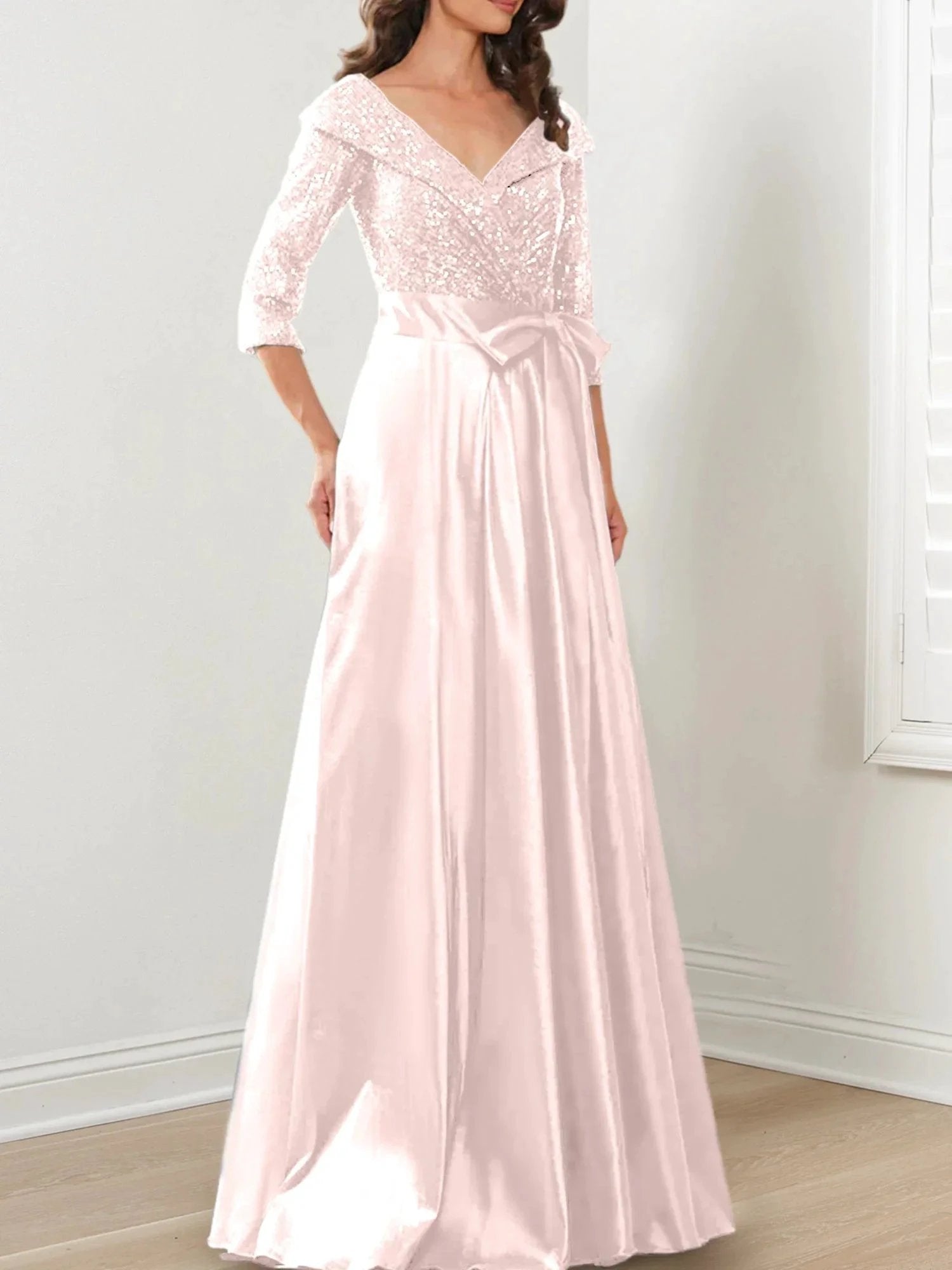 A-Line/Princess V-Neck Floor-Length Mother of the Bride Dresses by Dreamylily