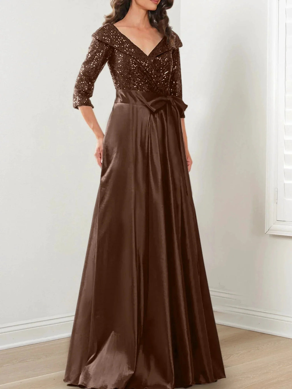 A-Line/Princess V-Neck Floor-Length Mother of the Bride Dresses by Dreamylily