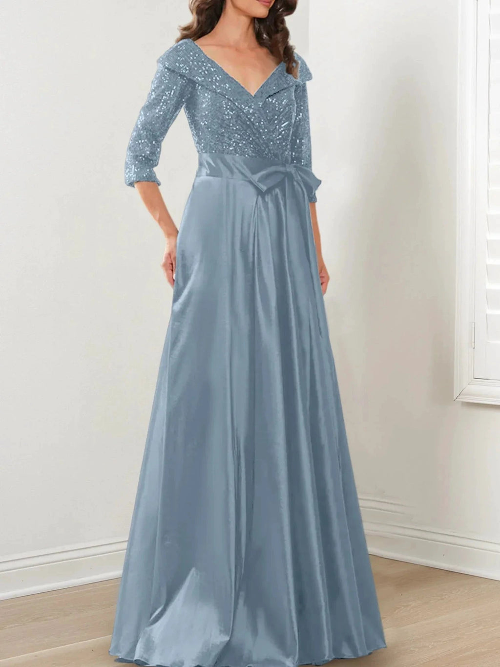 A-Line/Princess V-Neck Floor-Length Mother of the Bride Dresses by Dreamylily