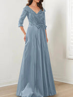 A-Line/Princess V-Neck Floor-Length Mother of the Bride Dresses by Dreamylily