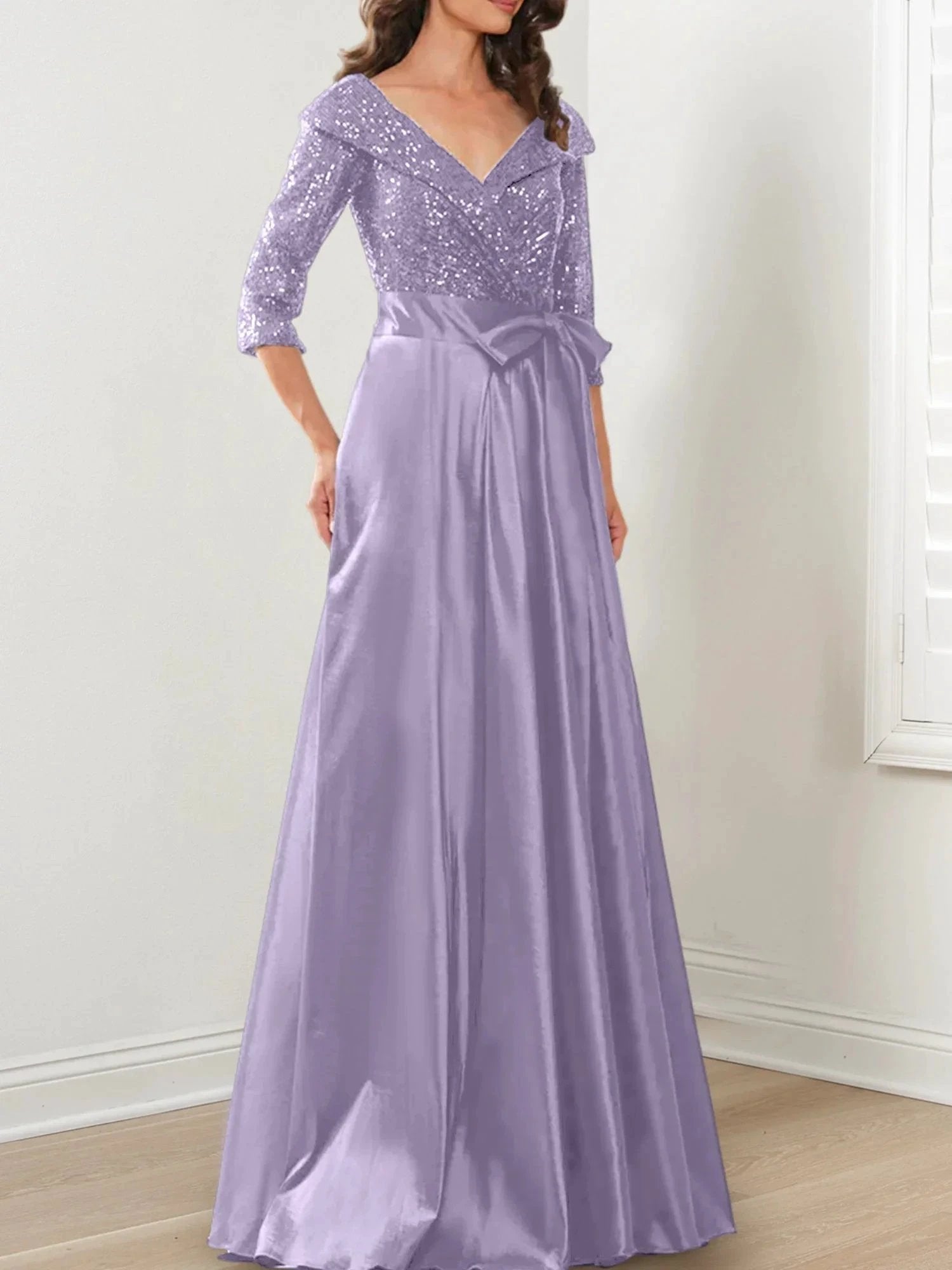 A-Line/Princess V-Neck Floor-Length Mother of the Bride Dresses by Dreamylily