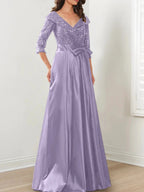 A-Line/Princess V-Neck Floor-Length Mother of the Bride Dresses by Dreamylily
