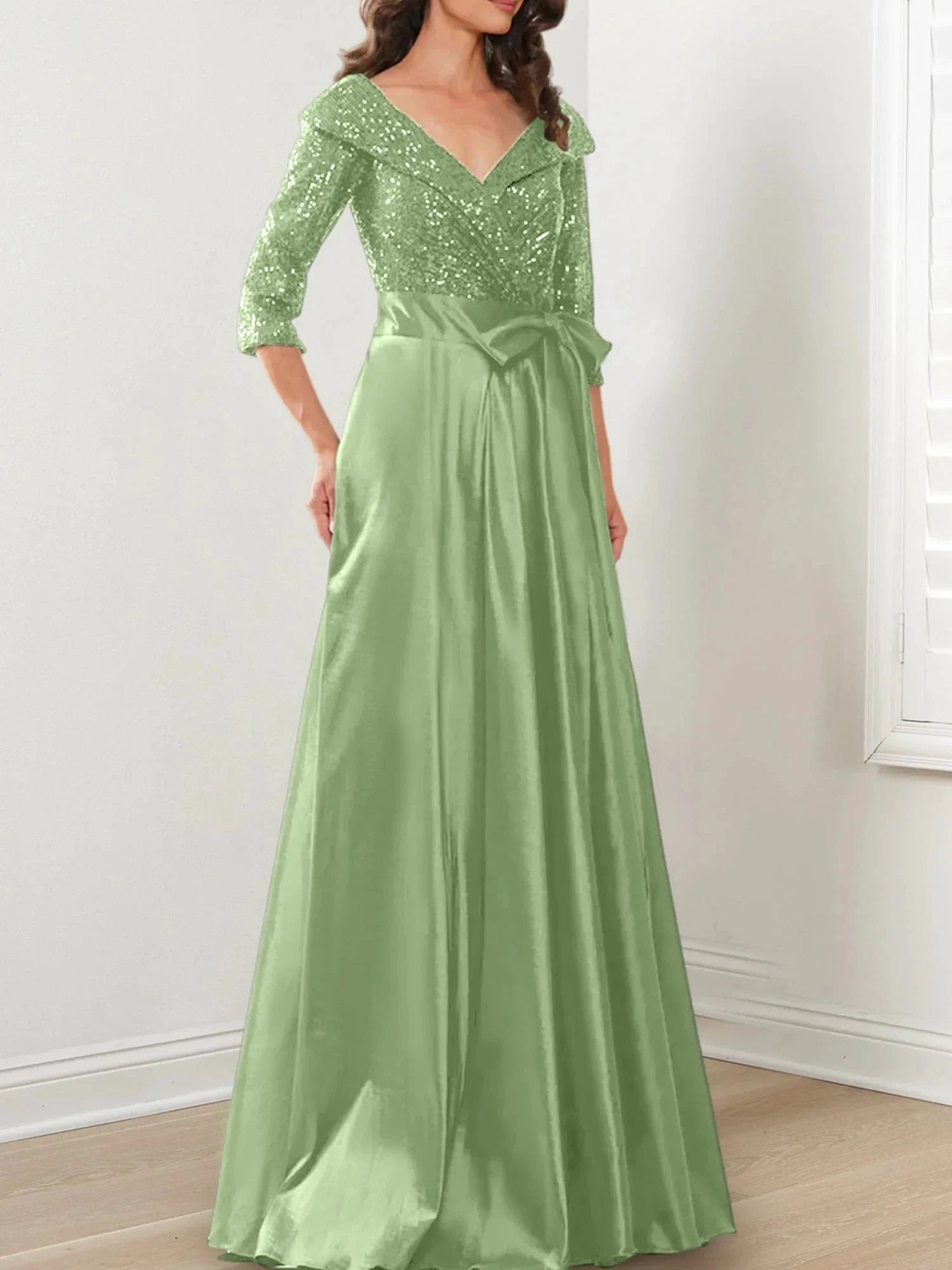 A-Line/Princess V-Neck Floor-Length Mother of the Bride Dresses by Dreamylily