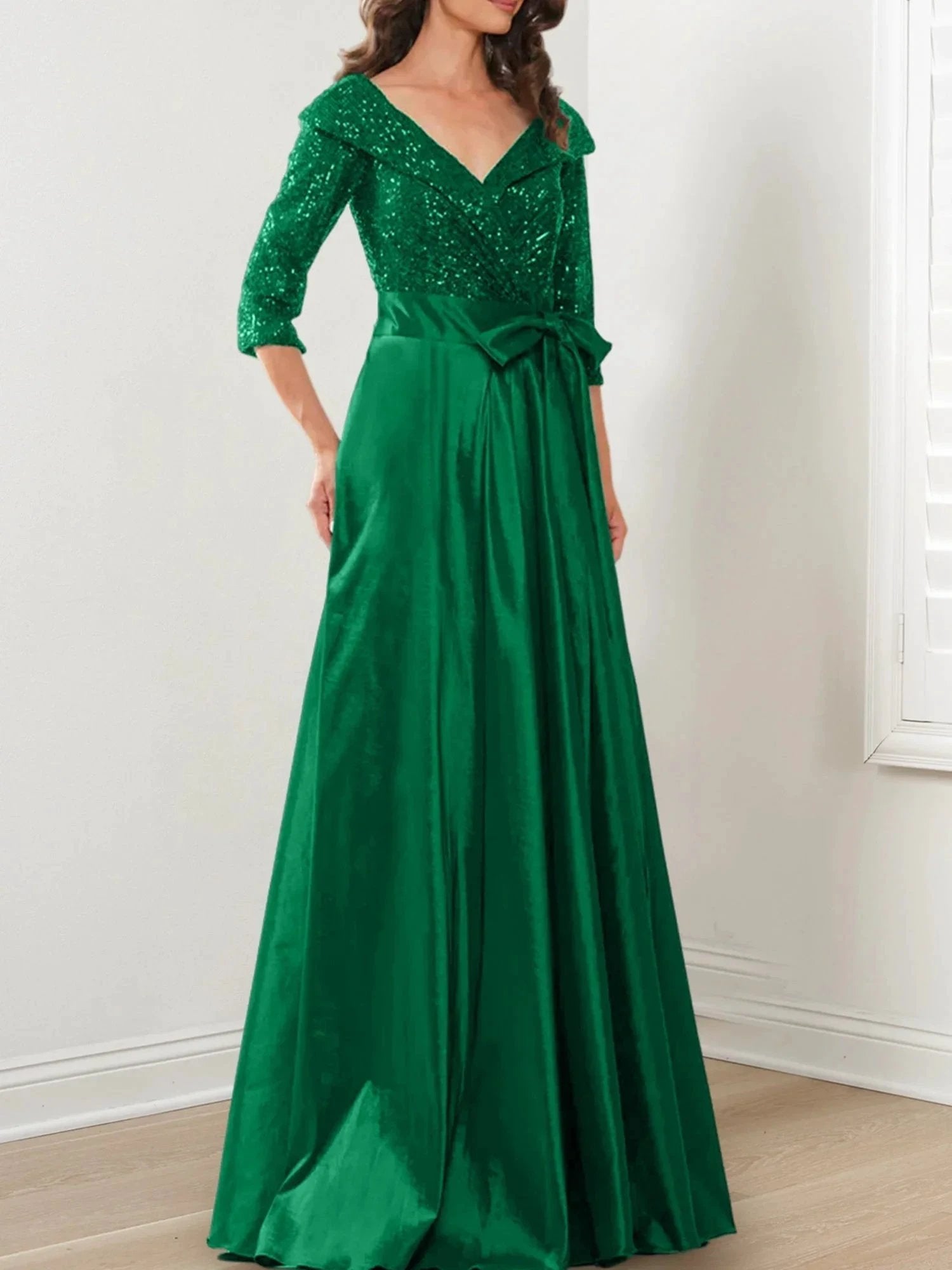A-Line/Princess V-Neck Floor-Length Mother of the Bride Dresses by Dreamylily
