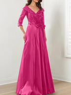 A-Line/Princess V-Neck Floor-Length Mother of the Bride Dresses by Dreamylily