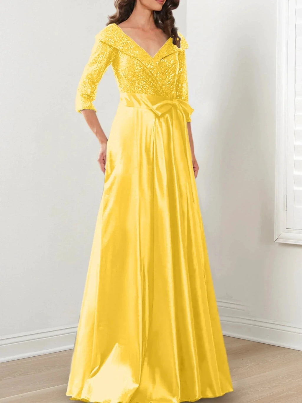 A-Line/Princess V-Neck Floor-Length Mother of the Bride Dresses by Dreamylily