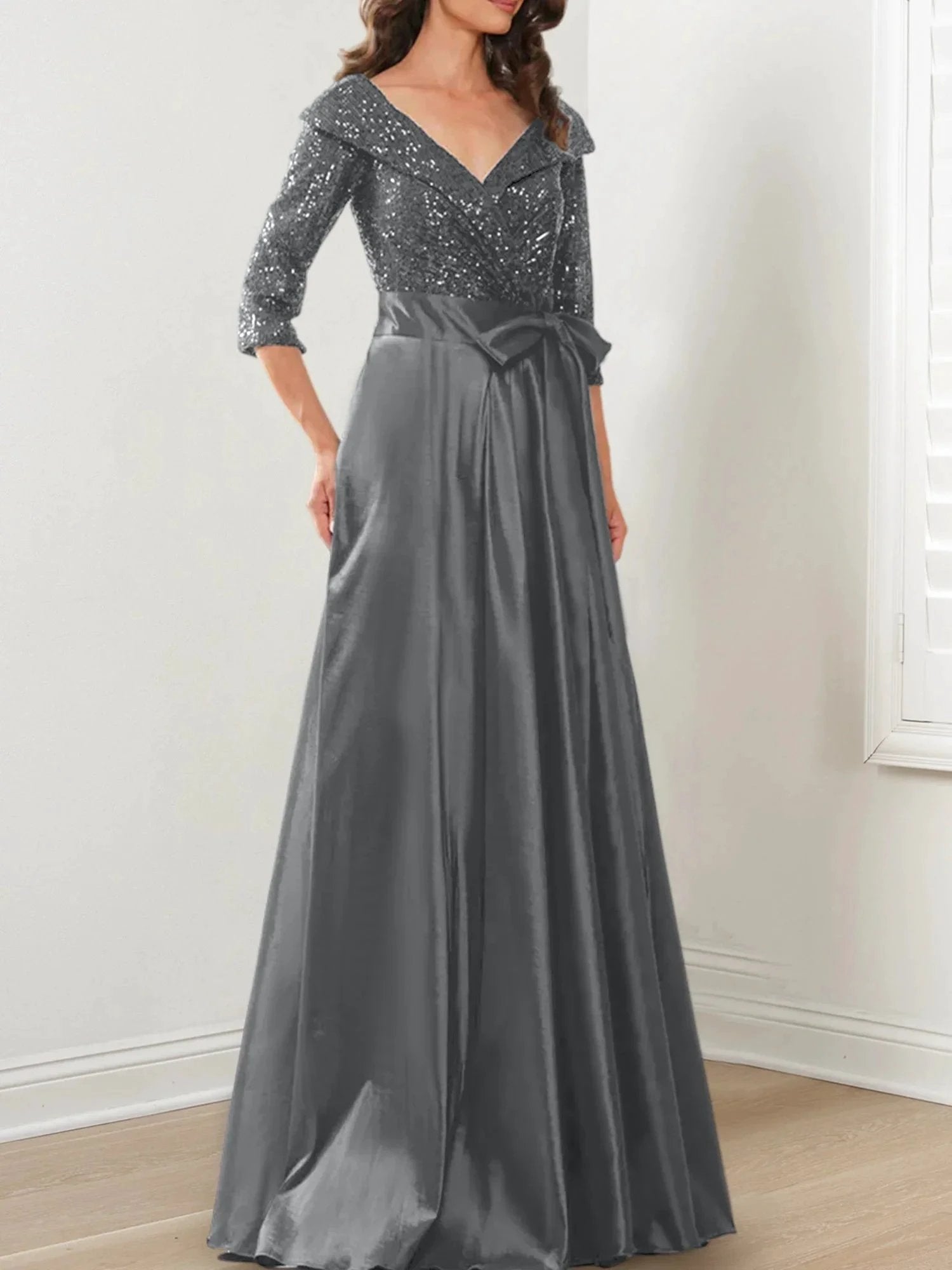 A-Line/Princess V-Neck Floor-Length Mother of the Bride Dresses by Dreamylily