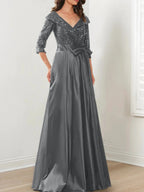 A-Line/Princess V-Neck Floor-Length Mother of the Bride Dresses by Dreamylily