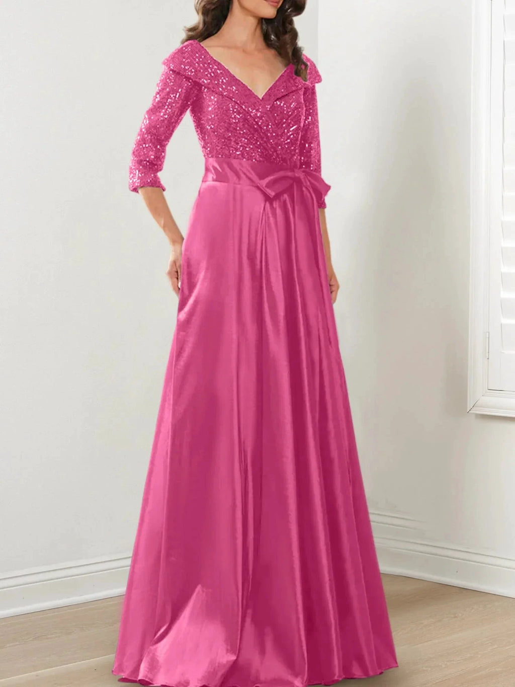 A-Line/Princess V-Neck Floor-Length Mother of the Bride Dresses by Dreamylily