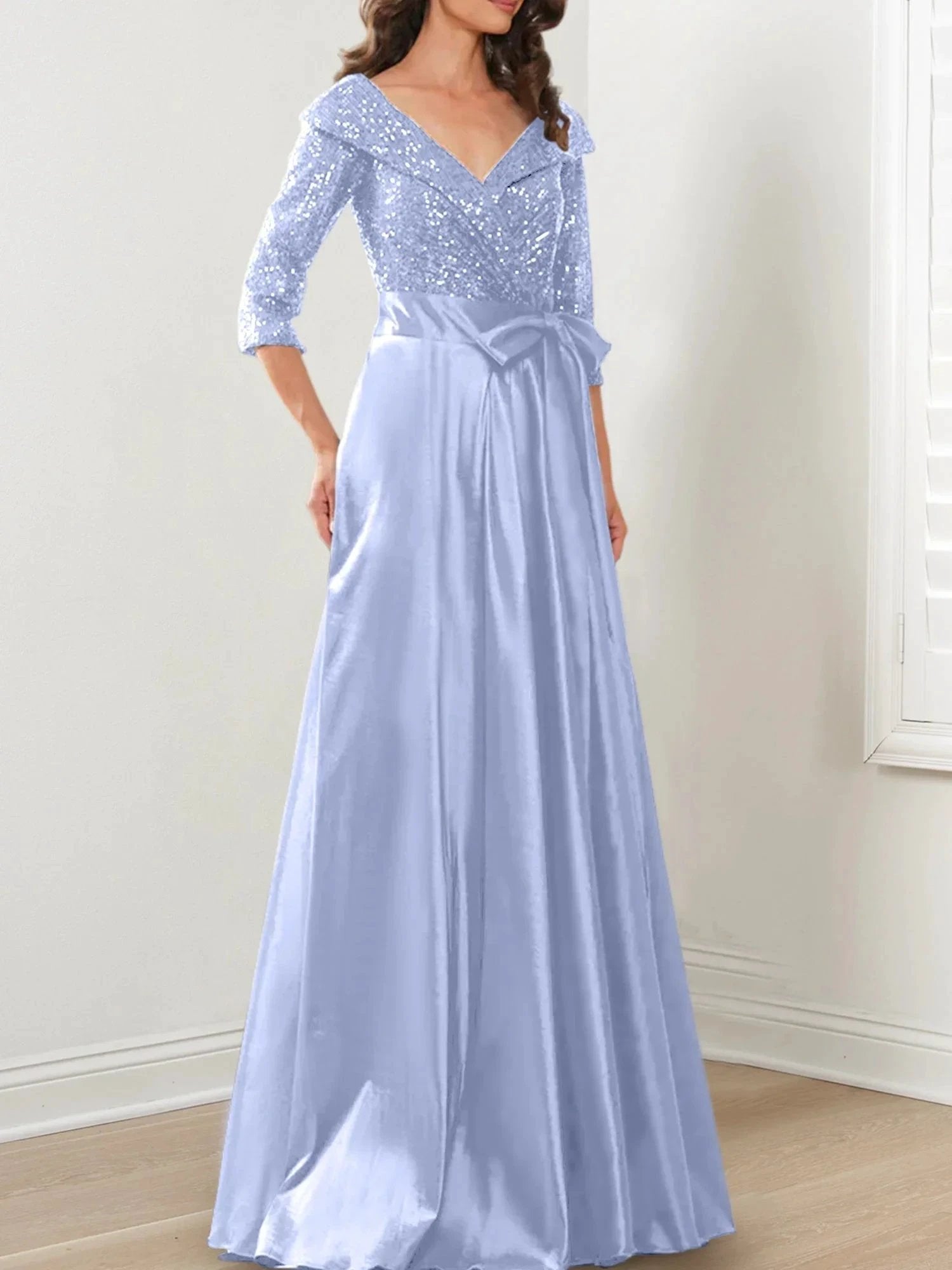 A-Line/Princess V-Neck Floor-Length Mother of the Bride Dresses by Dreamylily