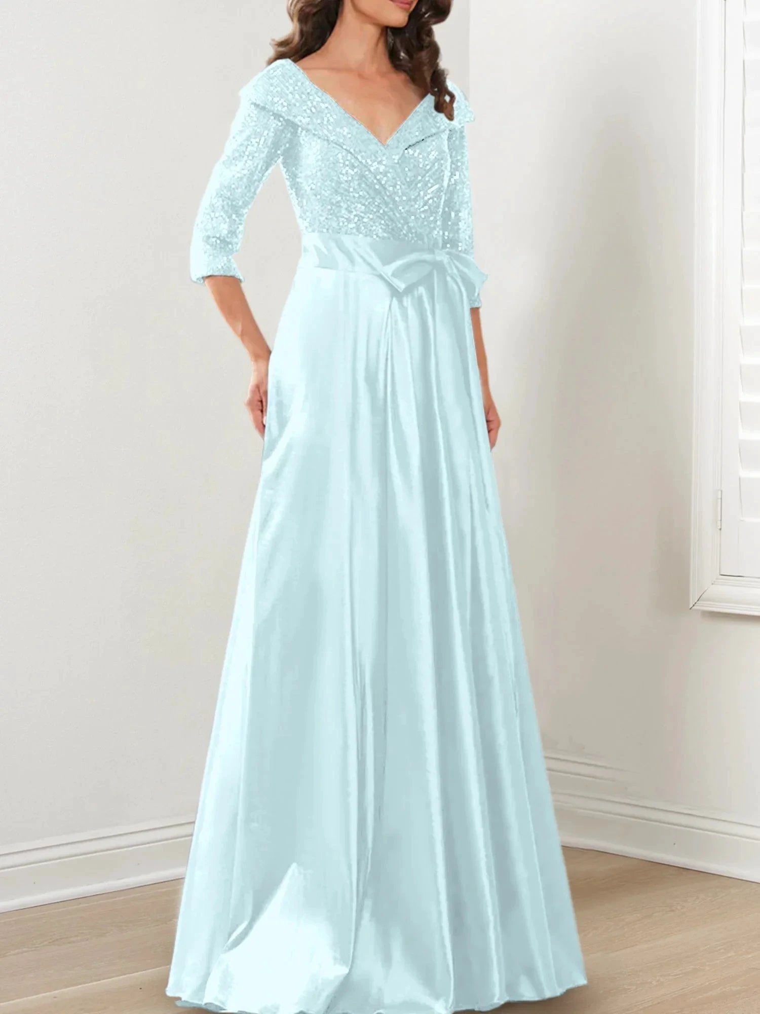 A-Line/Princess V-Neck Floor-Length Mother of the Bride Dresses by Dreamylily