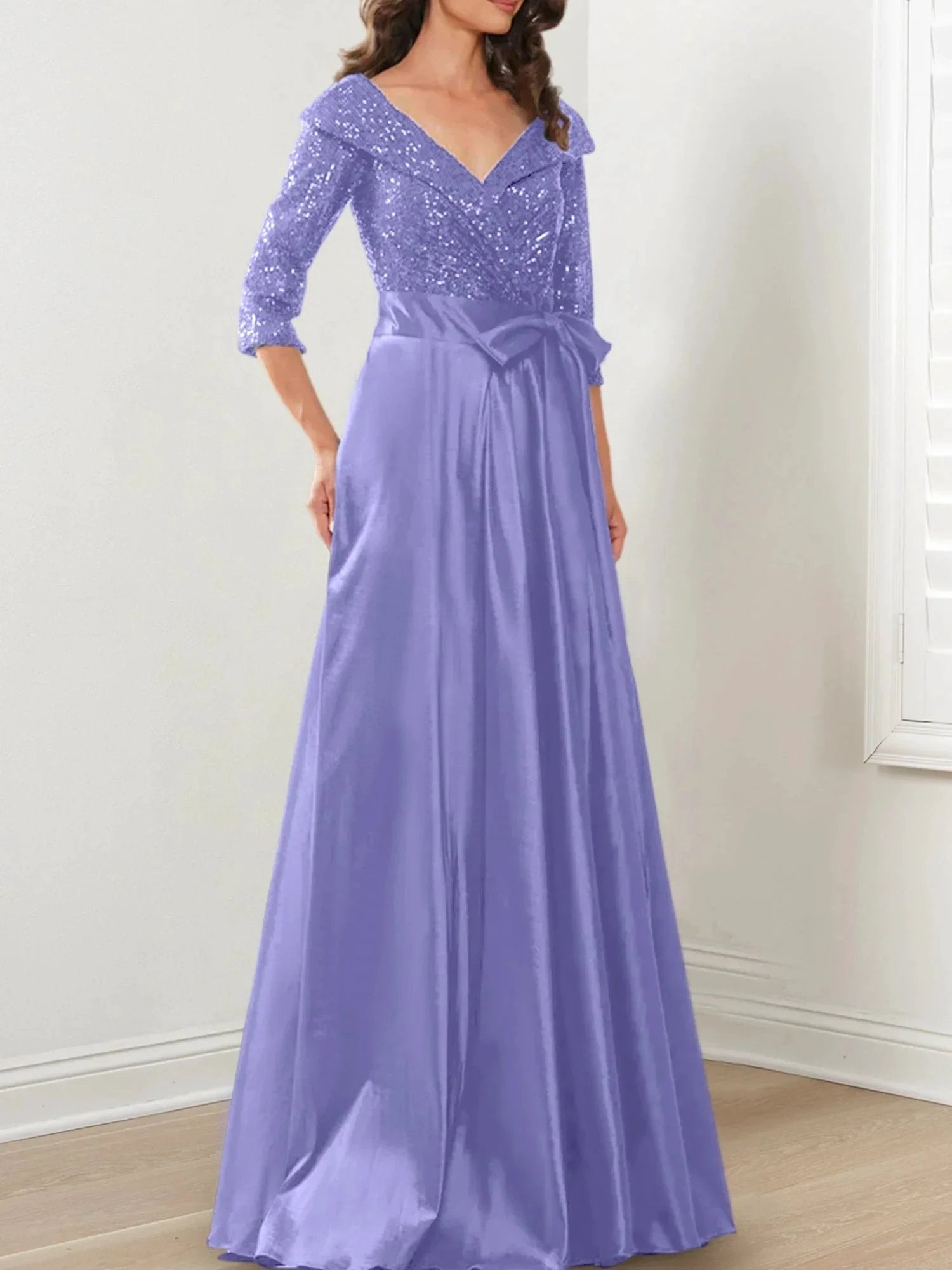 A-Line/Princess V-Neck Floor-Length Mother of the Bride Dresses by Dreamylily