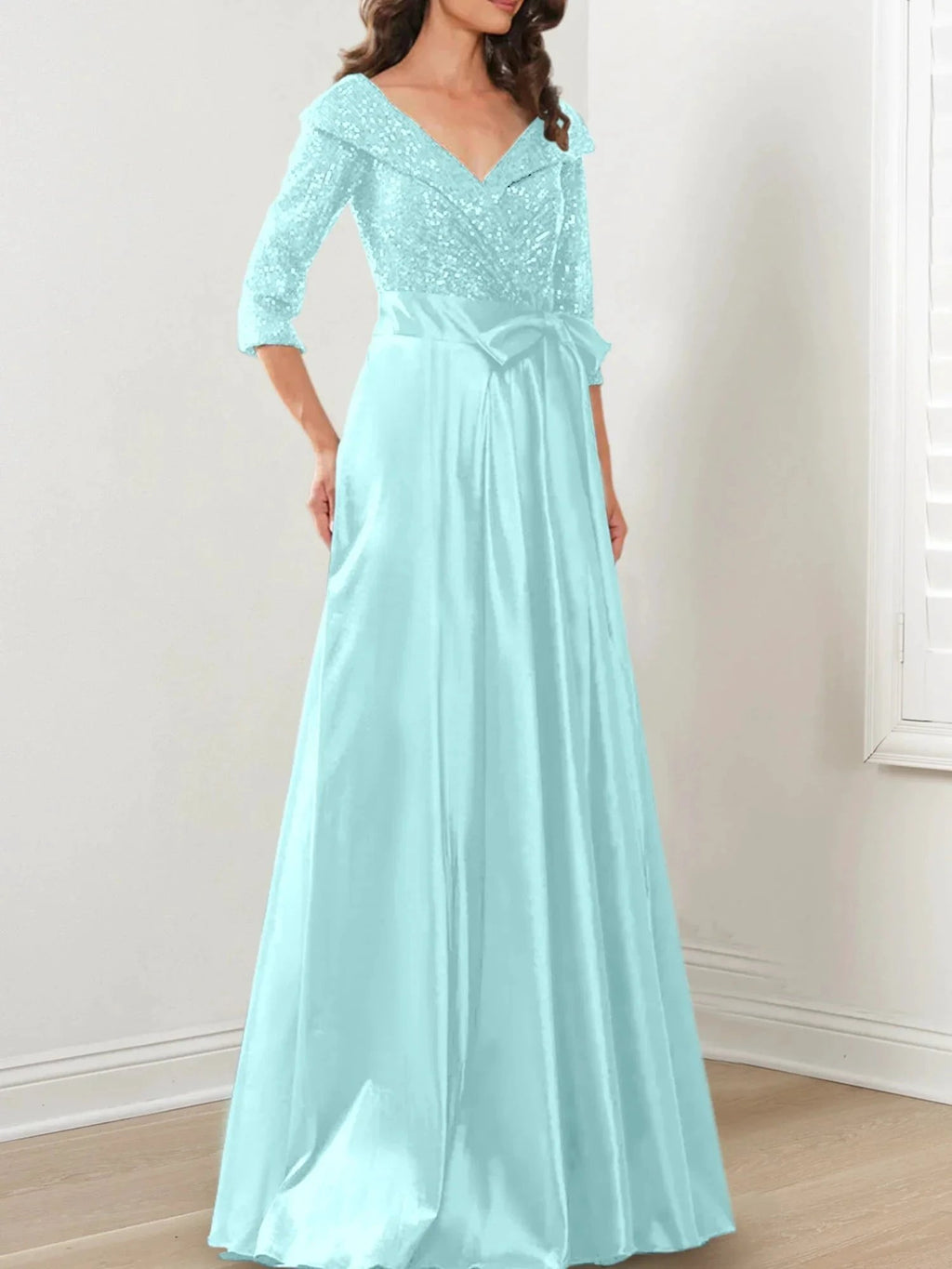 A-Line/Princess V-Neck Floor-Length Mother of the Bride Dresses by Dreamylily