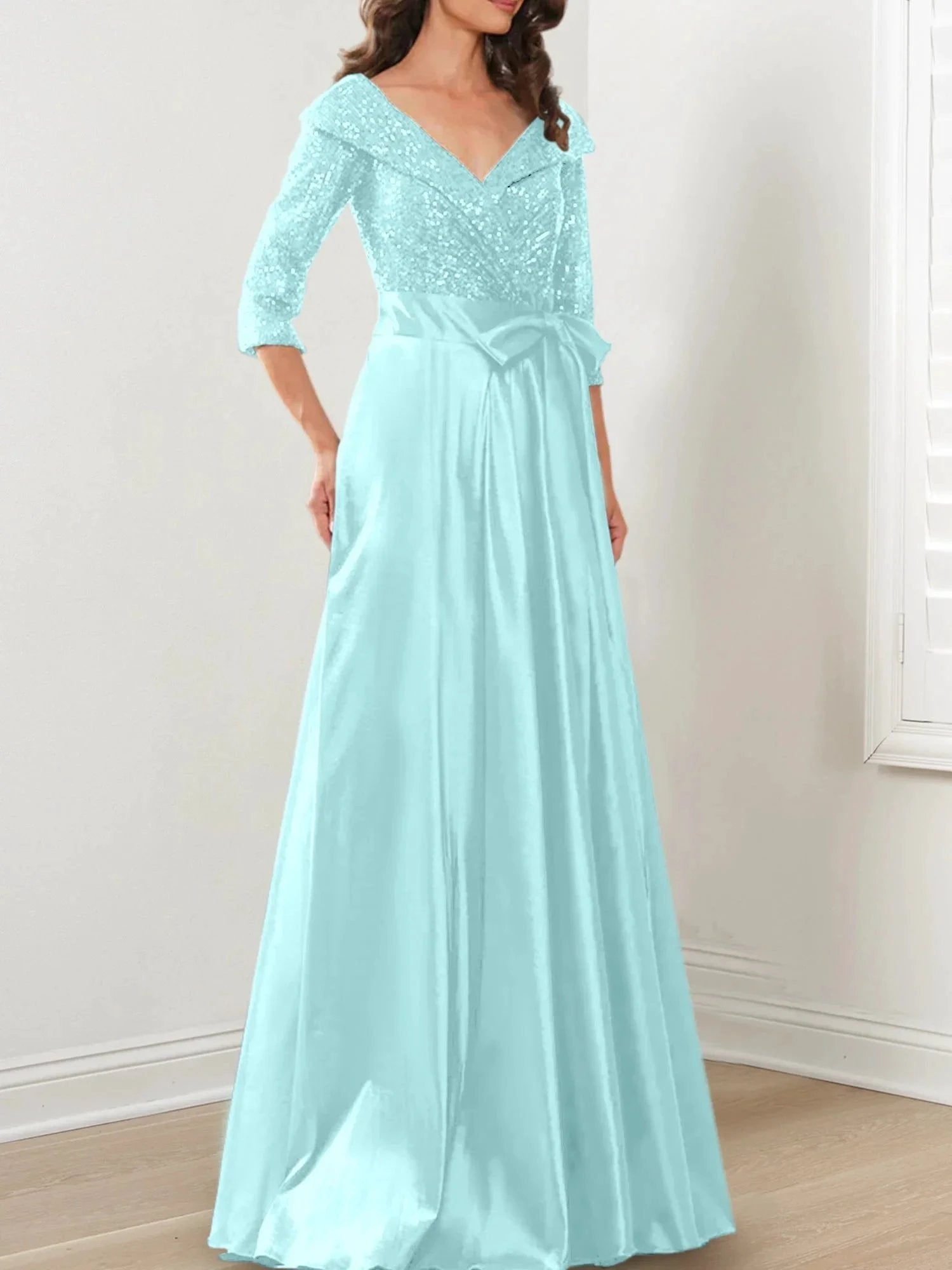 A-Line/Princess V-Neck Floor-Length Mother of the Bride Dresses by Dreamylily