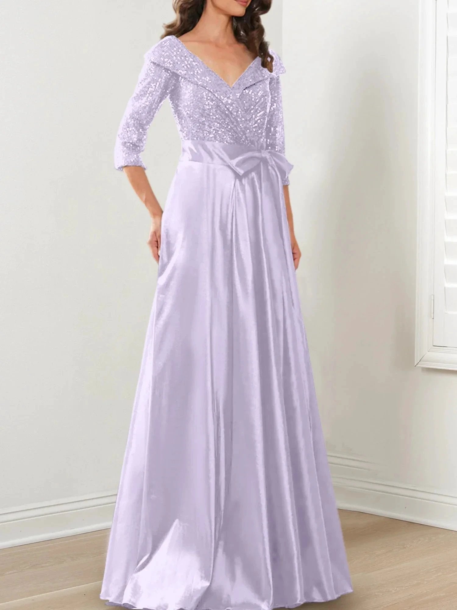 A-Line/Princess V-Neck Floor-Length Mother of the Bride Dresses by Dreamylily