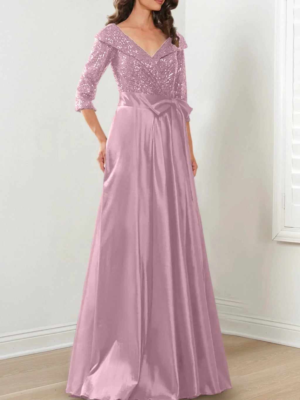 A-Line/Princess V-Neck Floor-Length Mother of the Bride Dresses by Dreamylily
