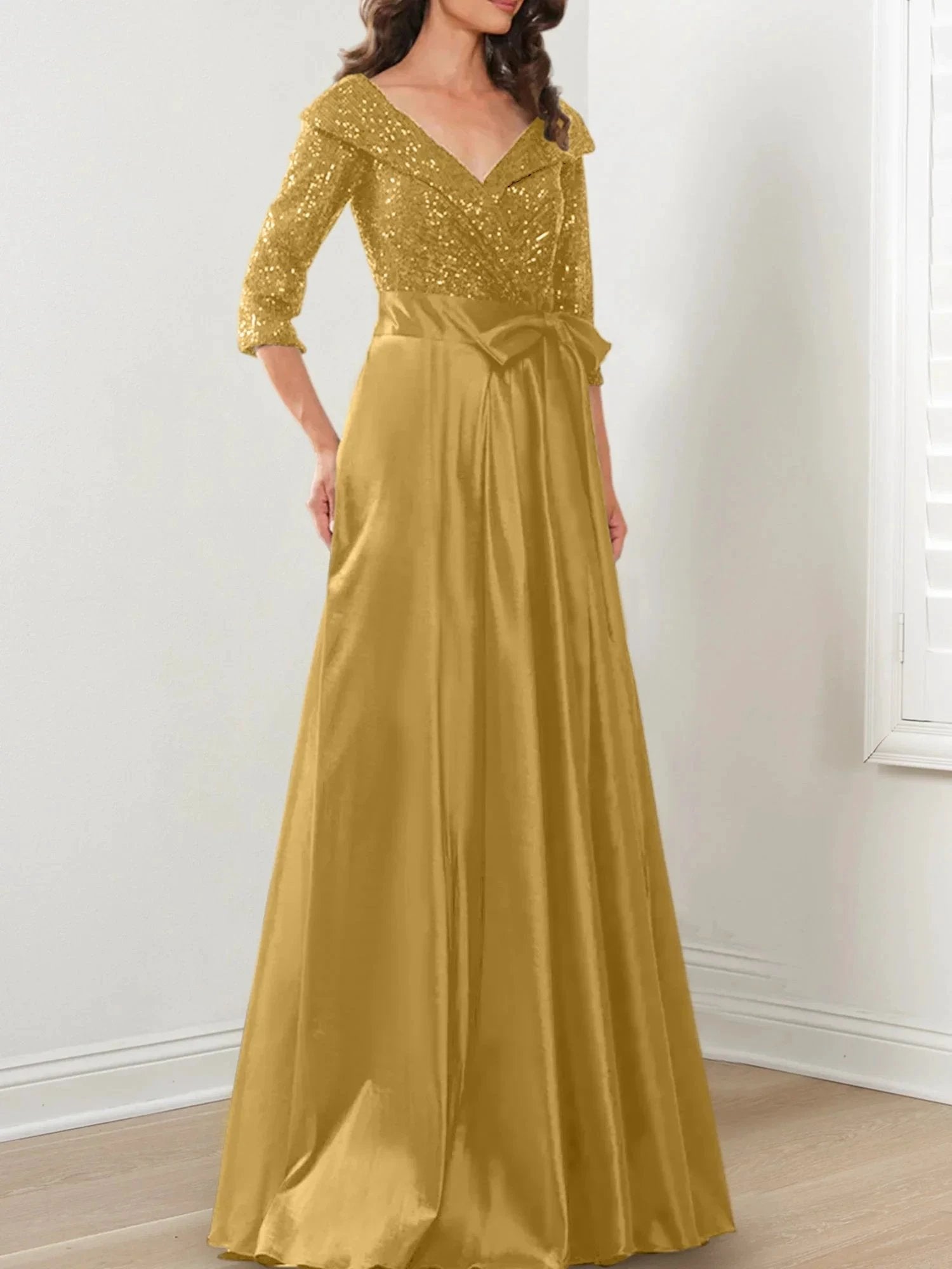 A-Line/Princess V-Neck Floor-Length Mother of the Bride Dresses by Dreamylily