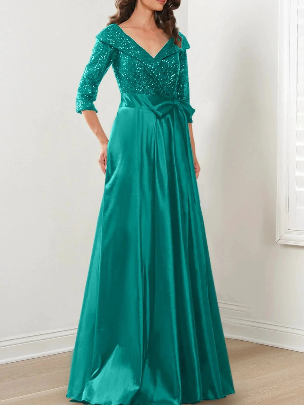 A-Line/Princess V-Neck Floor-Length Mother of the Bride Dresses by Dreamylily