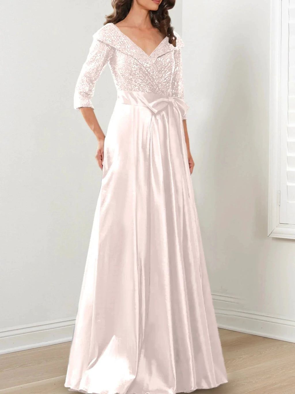 A-Line/Princess V-Neck Floor-Length Mother of the Bride Dresses by Dreamylily