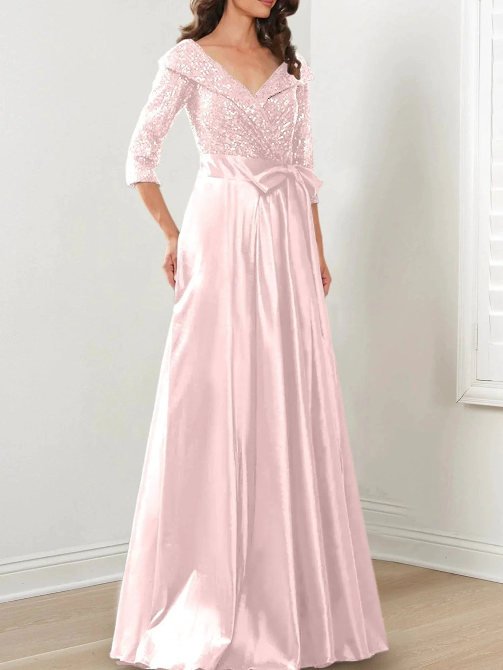 A-Line/Princess V-Neck Floor-Length Mother of the Bride Dresses by Dreamylily