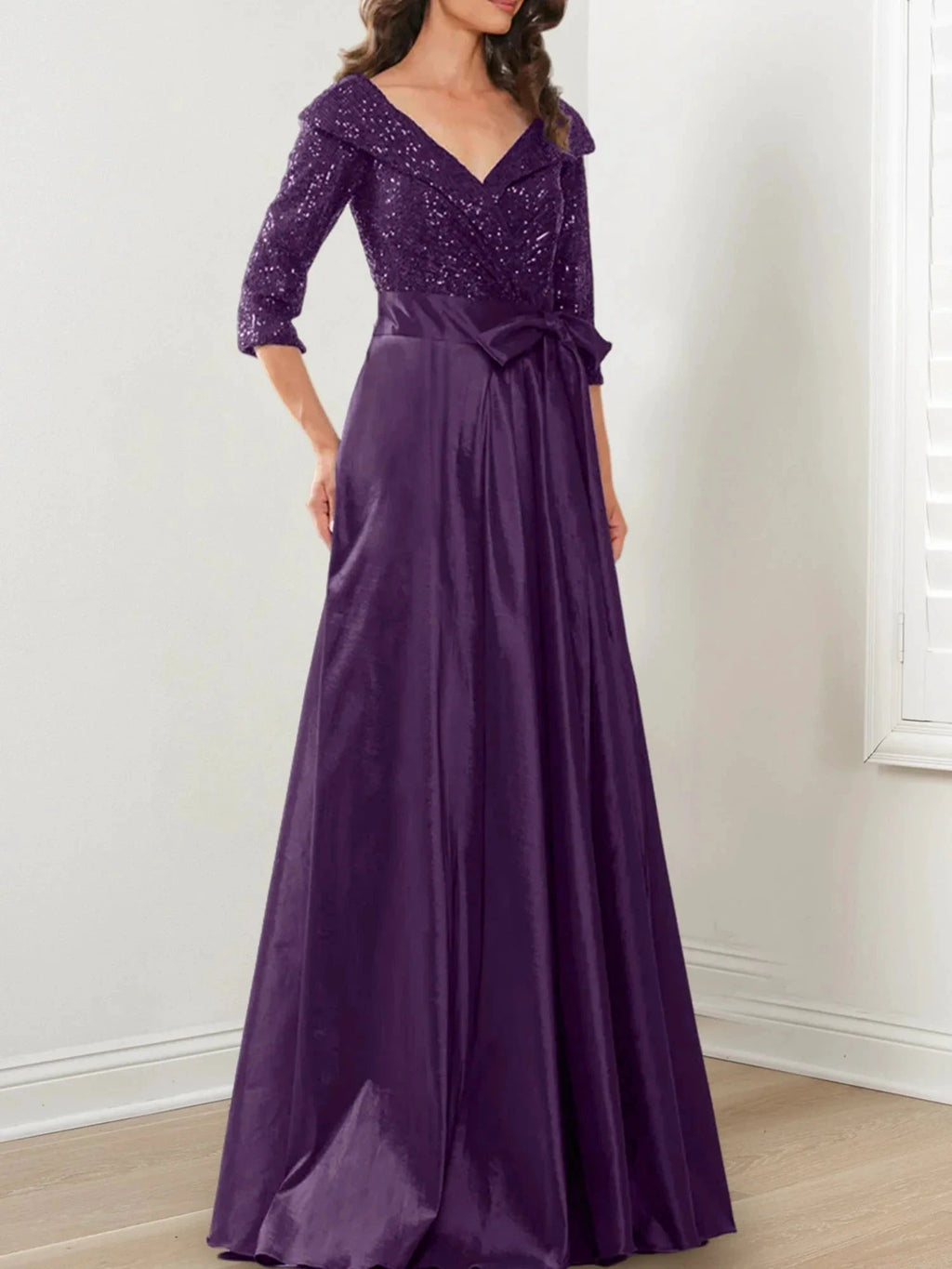 A-Line/Princess V-Neck Floor-Length Mother of the Bride Dresses by Dreamylily