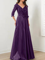 A-Line/Princess V-Neck Floor-Length Mother of the Bride Dresses by Dreamylily