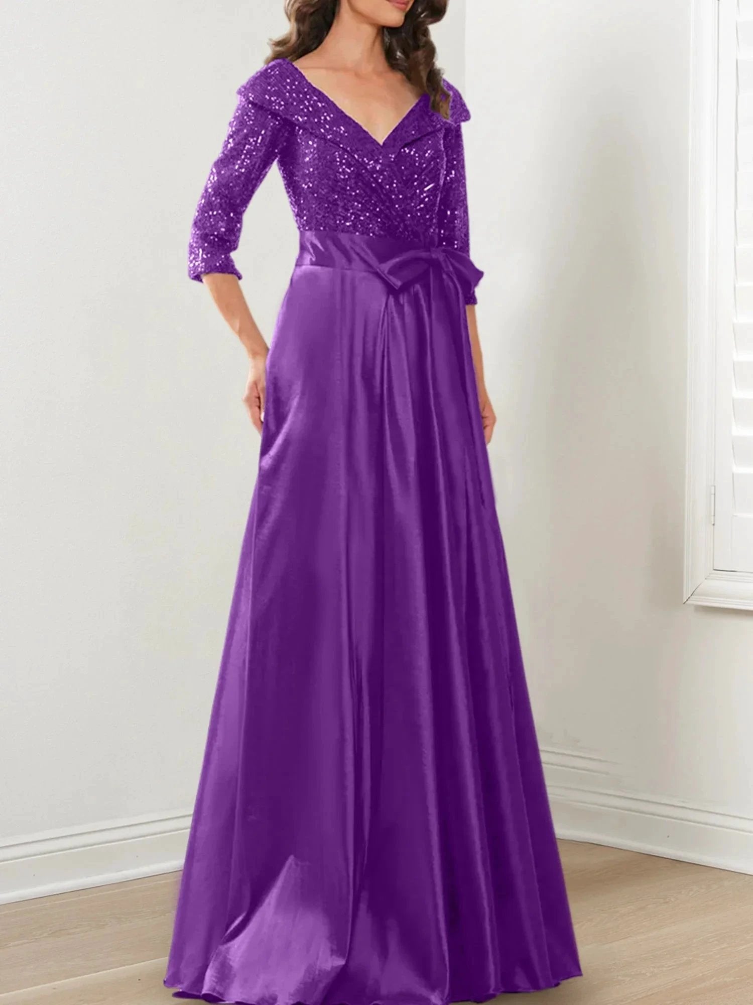 A-Line/Princess V-Neck Floor-Length Mother of the Bride Dresses by Dreamylily