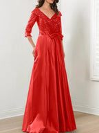 A-Line/Princess V-Neck Floor-Length Mother of the Bride Dresses by Dreamylily