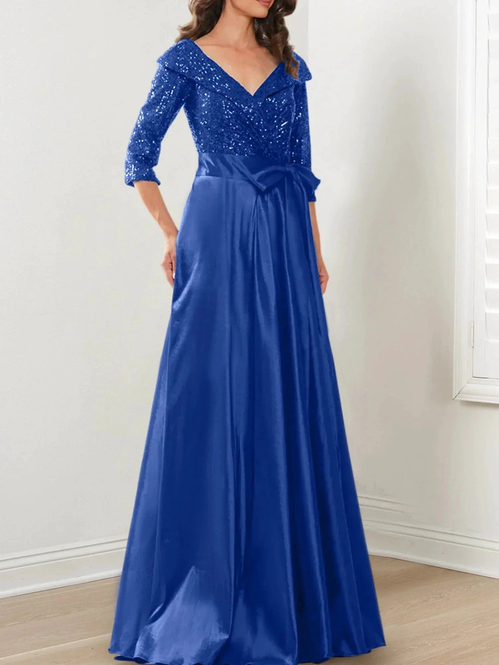 A-Line/Princess V-Neck Floor-Length Mother of the Bride Dresses by Dreamylily