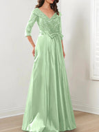 A-Line/Princess V-Neck Floor-Length Mother of the Bride Dresses by Dreamylily