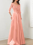 A-Line/Princess V-Neck Floor-Length Mother of the Bride Dresses by Dreamylily