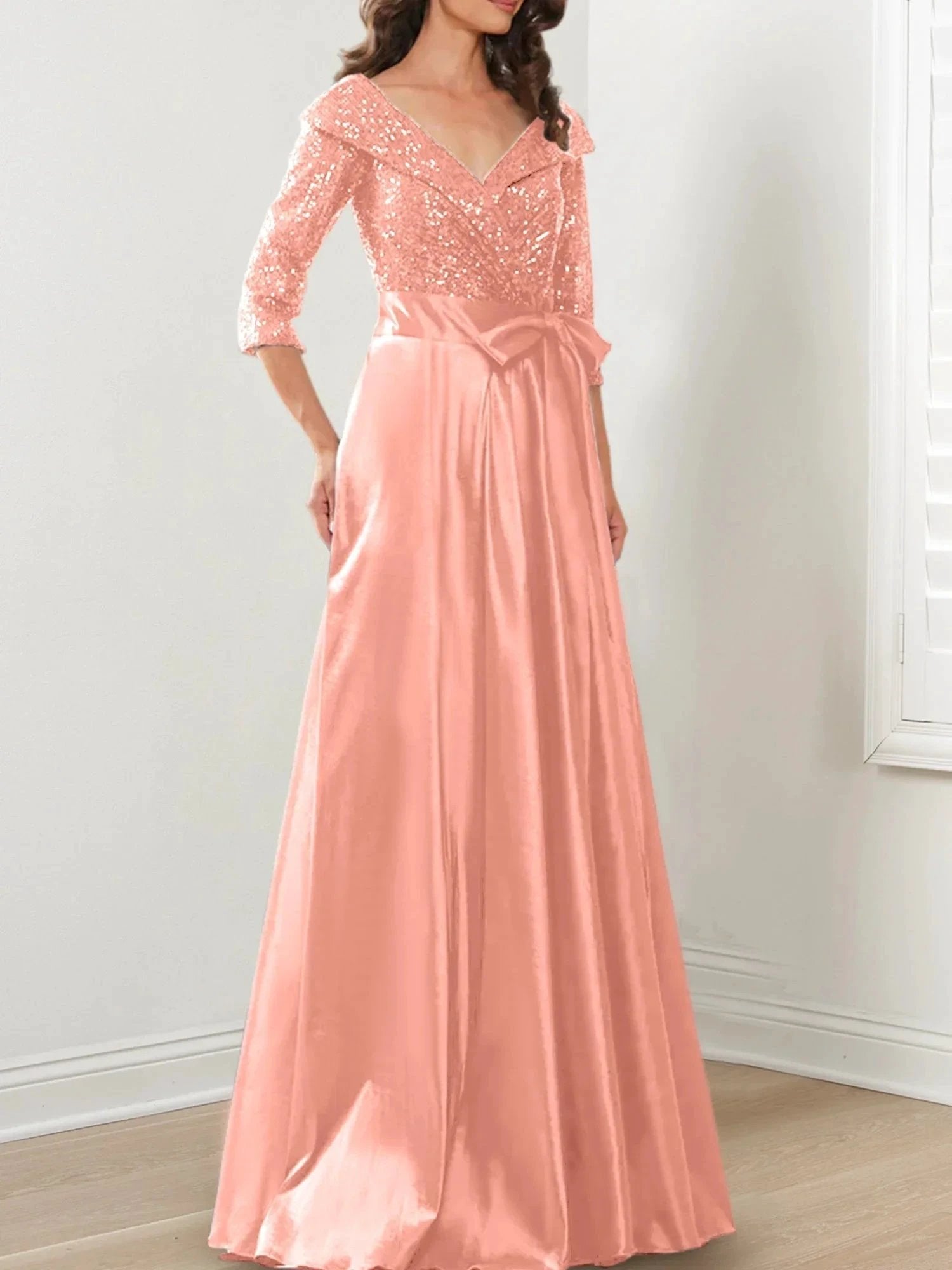 A-Line/Princess V-Neck Floor-Length Mother of the Bride Dresses by Dreamylily