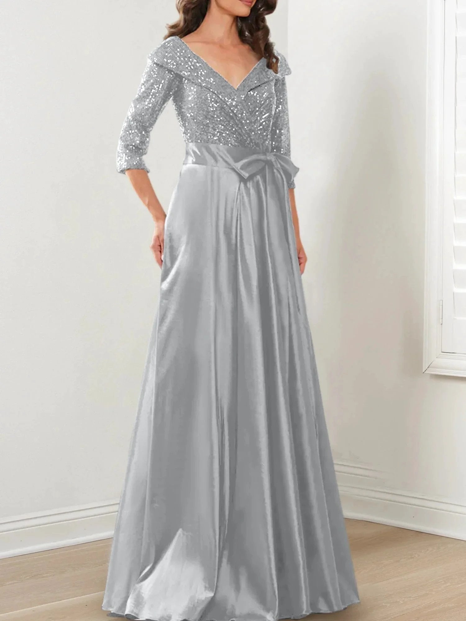 A-Line/Princess V-Neck Floor-Length Mother of the Bride Dresses by Dreamylily