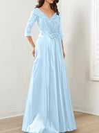 A-Line/Princess V-Neck Floor-Length Mother of the Bride Dresses by Dreamylily