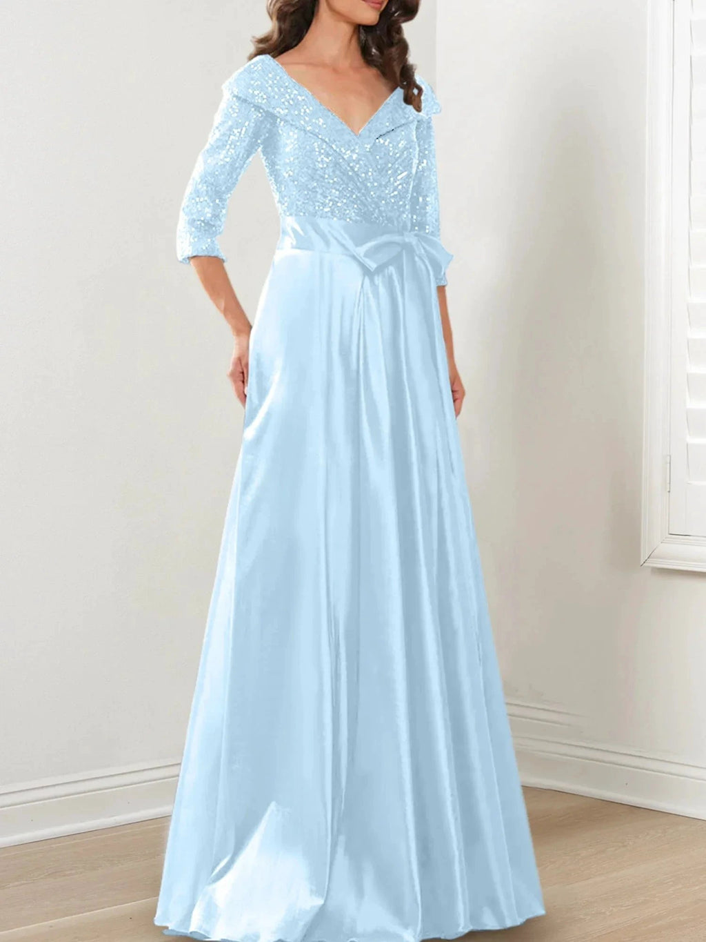 A-Line/Princess V-Neck Floor-Length Mother of the Bride Dresses by Dreamylily
